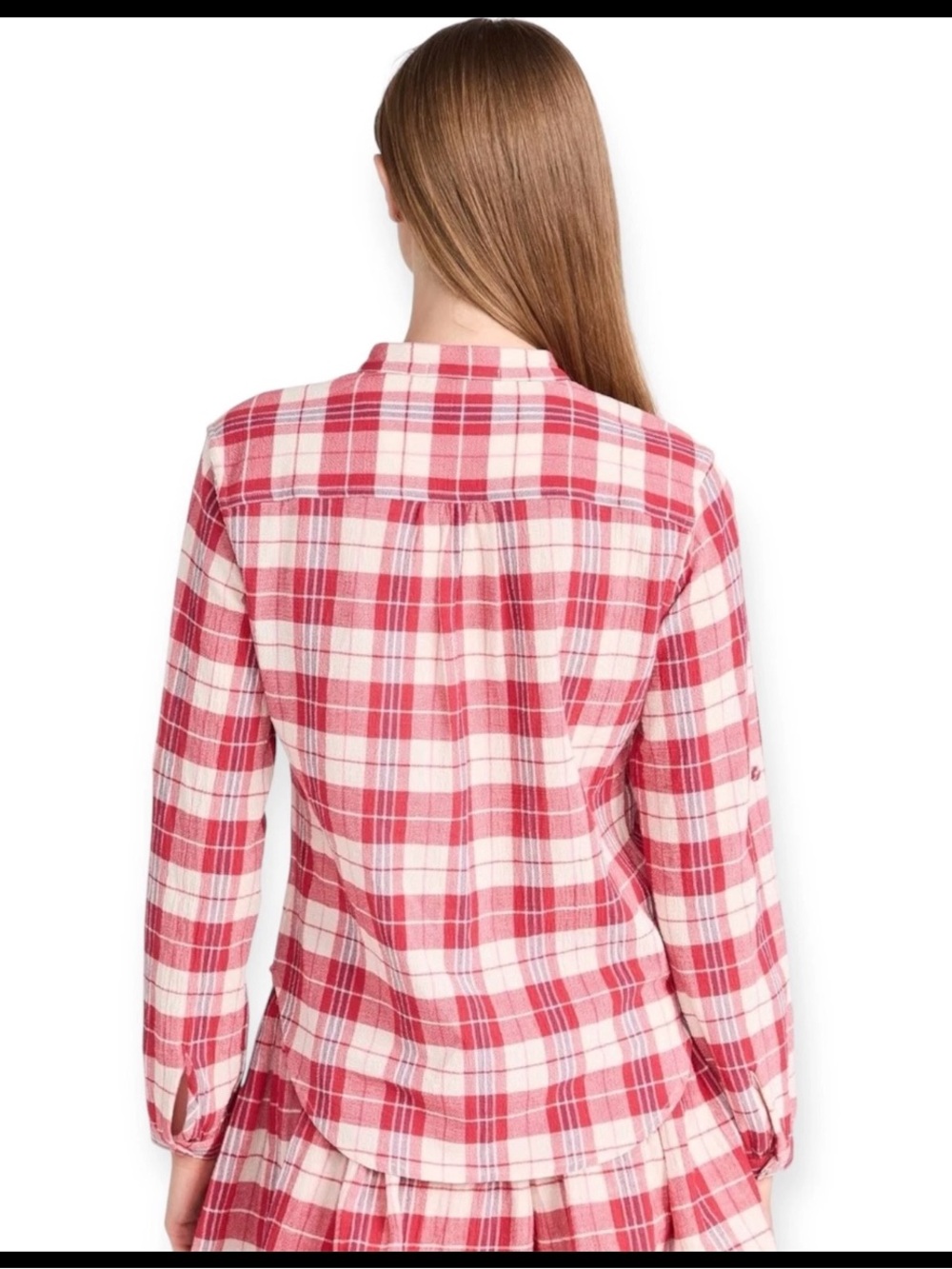 Suzie Kondi Koubi Button Up Plaid Gauze Blouse Size Medium - Picture 3 of 12